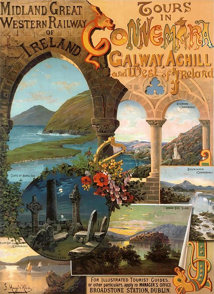 Ireland Vintage Midland GWR Railway Travel Poster art print by Vintage Travel Poster for $57.95 CAD