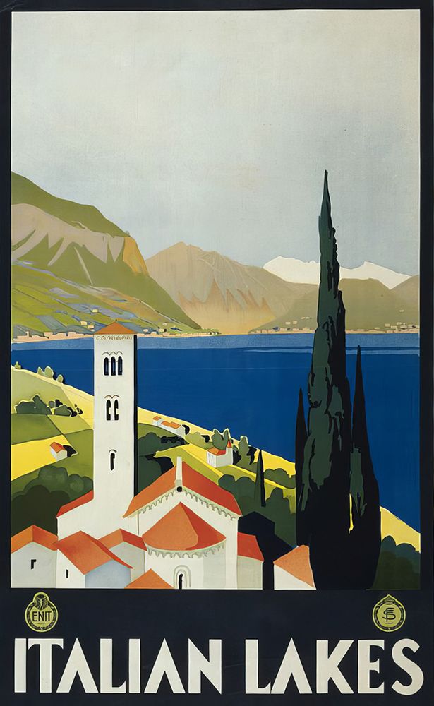 Italy Italian Lakes Vintage Travel Poster art print by Vintage Travel Poster for $57.95 CAD