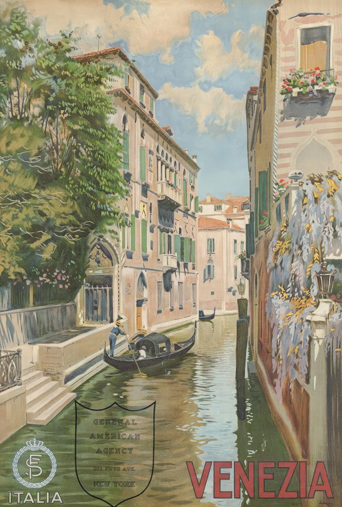 Italy Venice Canal Vintage Travel Poster art print by Vintage Travel Poster for $57.95 CAD