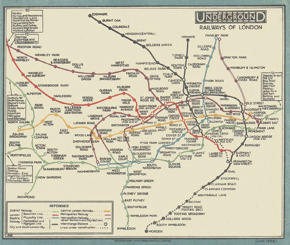 London Underground Tube Map Vintage Travel Poster 1926 art print by Vintage Travel Poster for $57.95 CAD