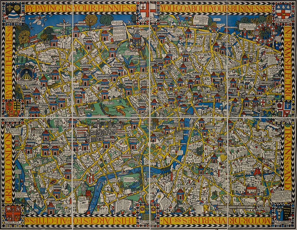 London Wonderground Map of London Town 1914 art print by Vintage Travel Poster for $57.95 CAD