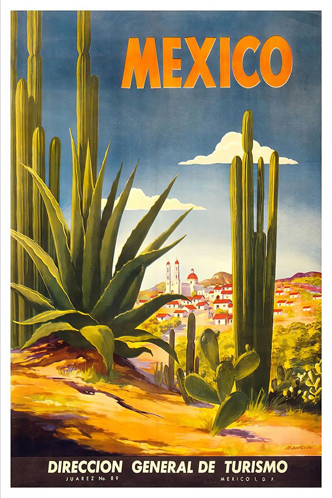 Mexico Saguaro Vintage Travel Poster art print by Vintage Travel Poster for $57.95 CAD