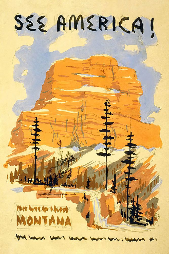 Montana Vintage Travel Poster art print by Vintage Travel Poster for $57.95 CAD