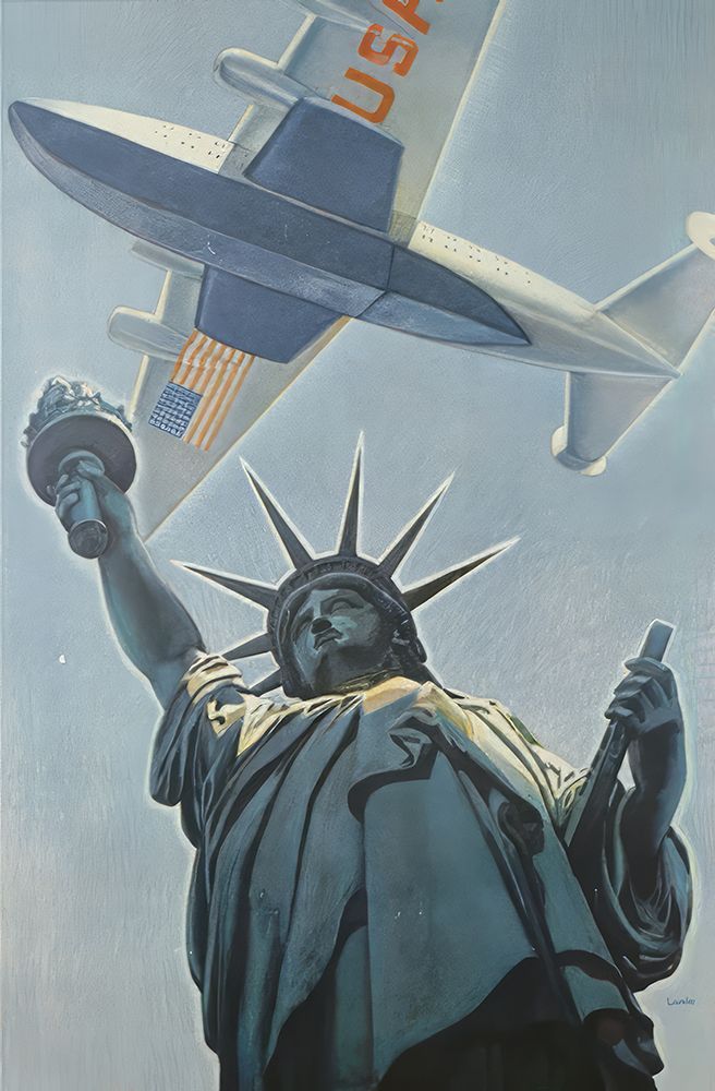 New York Clipper Statue of Liberty Vintage Travel Poster art print by Vintage Travel Poster for $57.95 CAD