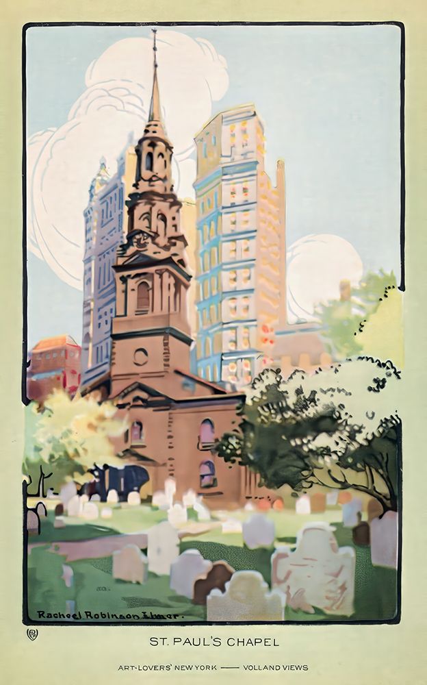 New York St. Pauls Chapel 1914 by Rachael Robinson Elmer art print by Vintage Travel Poster for $57.95 CAD