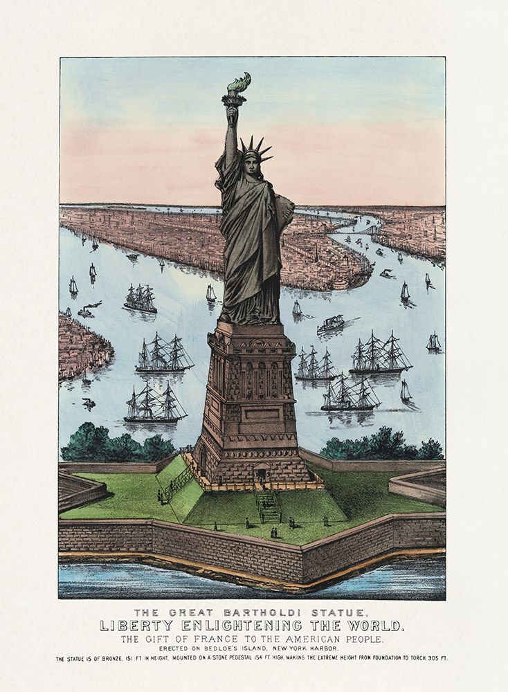 New York The Great Bartholdi Statue - Liberty Enlightening the World 1885 art print by Vintage Travel Poster for $57.95 CAD