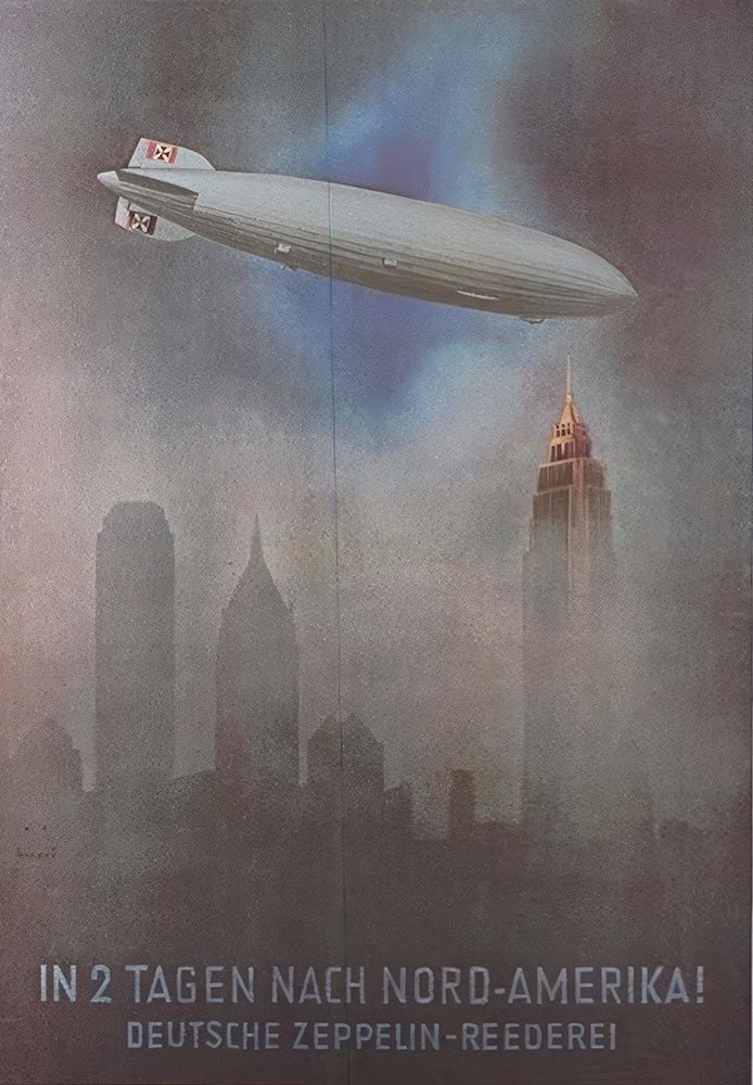 New York Zeppelin Vintage Air Travel Poster art print by Vintage Travel Poster for $57.95 CAD