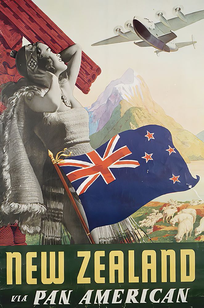 New Zealand Vintage Airline Travel Poster art print by Vintage Travel Poster for $57.95 CAD