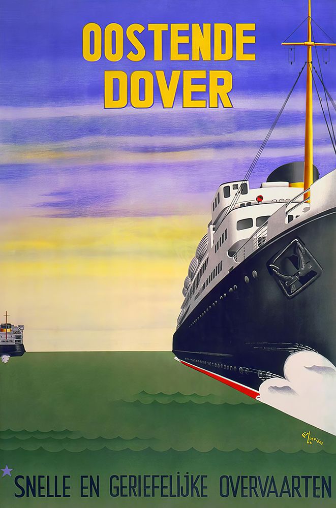 Oostende Dover Vintage Ship Travel Poster art print by Vintage Travel Poster for $57.95 CAD