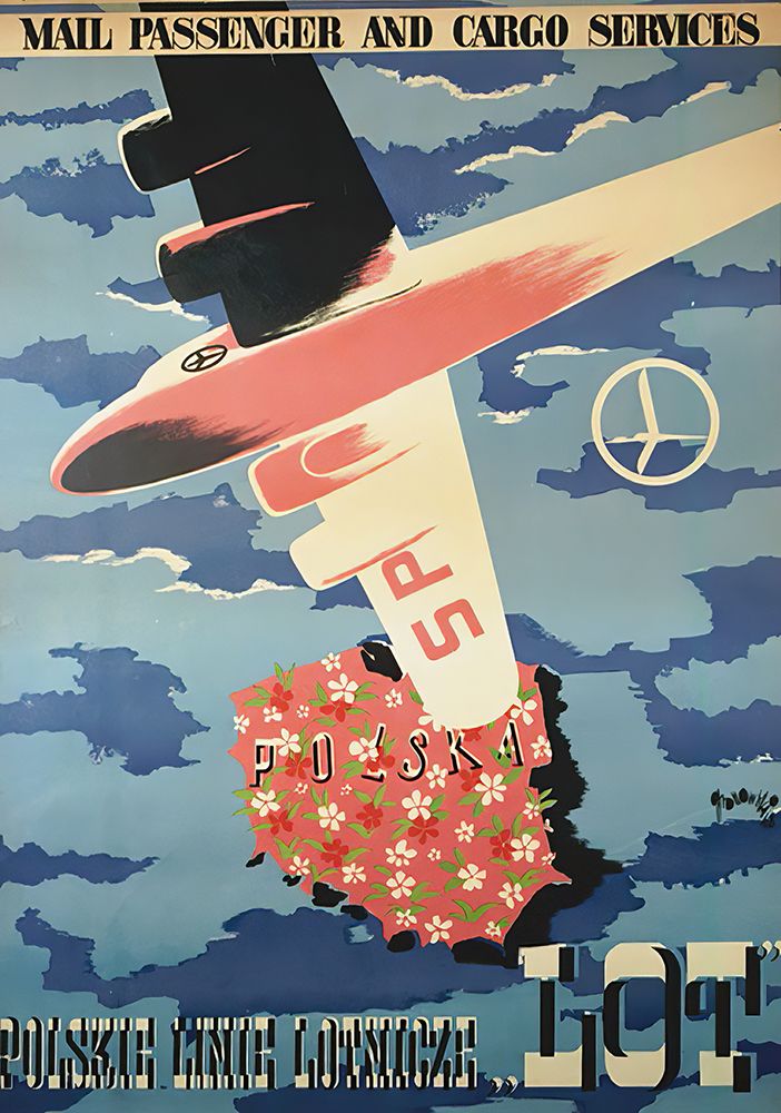 Poland LOT Airlines Vintage Travel Poster circa 1935 art print by Vintage Travel Poster for $57.95 CAD