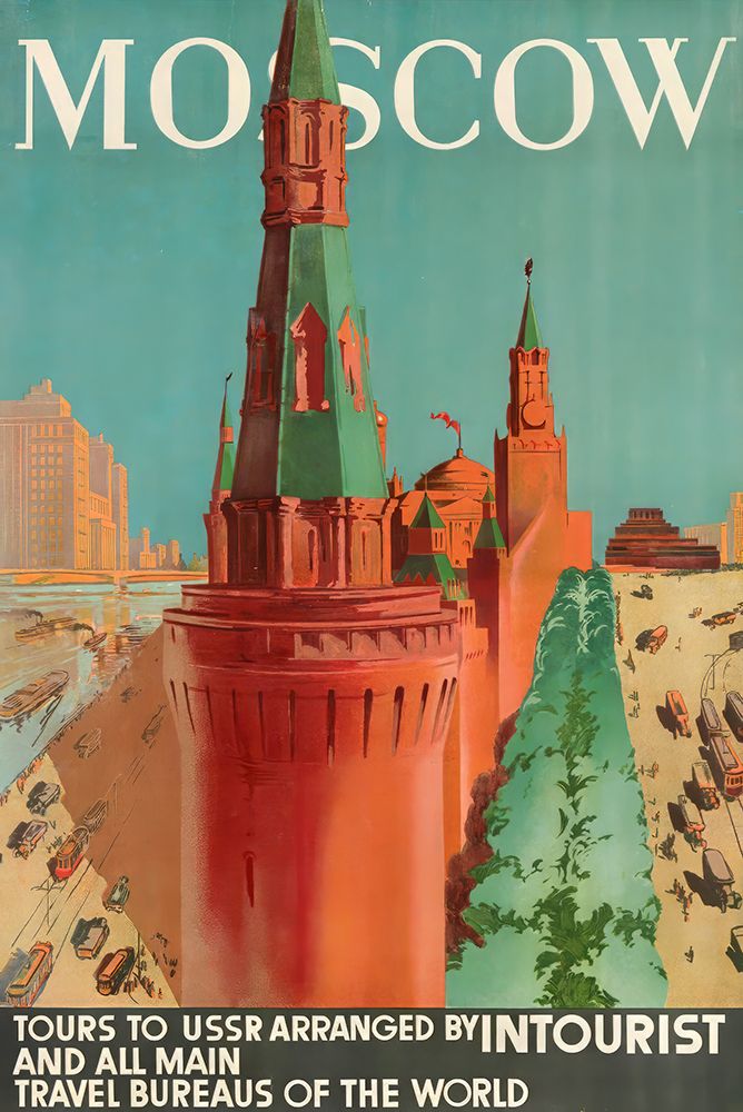 Russia Moscow Vintage Travel Poster art print by Vintage Travel Poster for $57.95 CAD