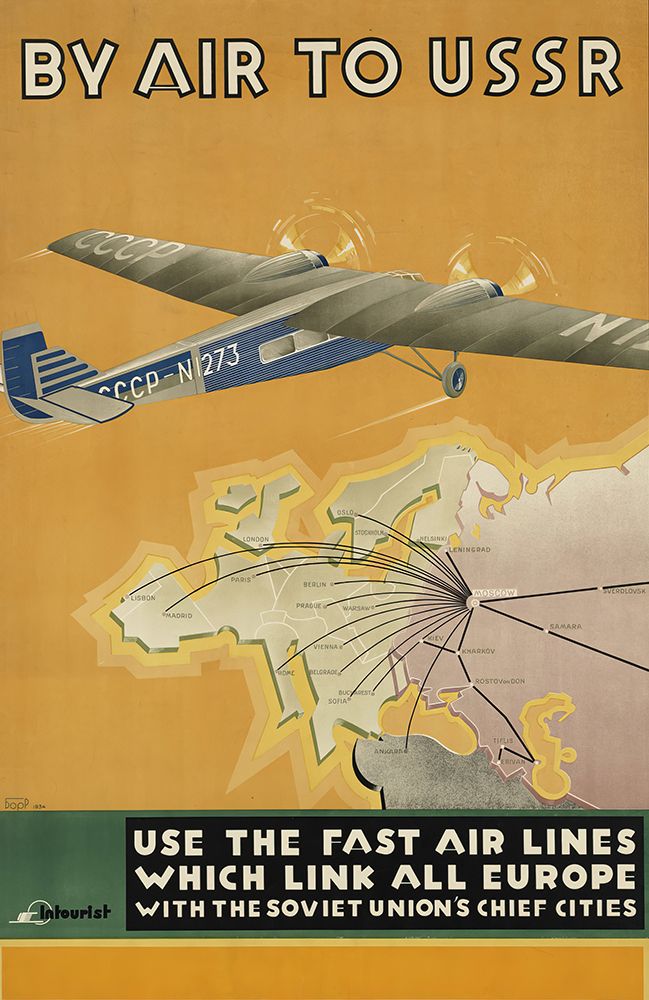 Russia USSR Vintage Air Travel Poster art print by Vintage Travel Poster for $57.95 CAD