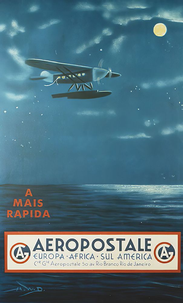 Seaplane by Moonlight Vintage Travel Poster art print by Vintage Travel Poster for $57.95 CAD