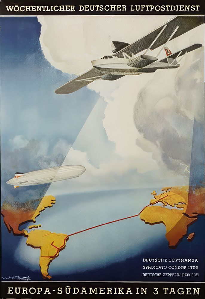 South America German Vintage Airlines Travel Poster art print by Vintage Travel Poster for $57.95 CAD