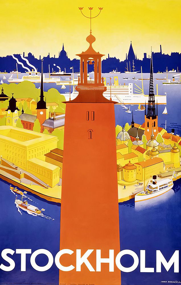 Sweden Stockholm Vintage Travel Poster art print by Vintage Travel Poster for $57.95 CAD