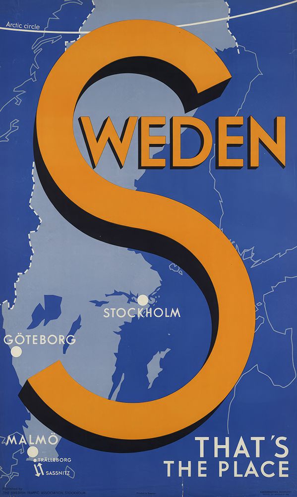 Sweden Map Vintage Travel Poster art print by Vintage Travel Poster for $57.95 CAD