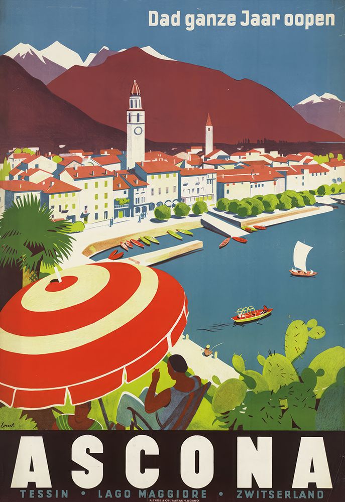 Switzerland Ascona Vintage Travel Poster art print by Vintage Travel Poster for $57.95 CAD