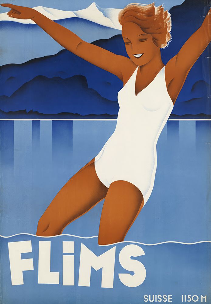 Switzerland Flims Vintage Travel Poster art print by Vintage Travel Poster for $57.95 CAD