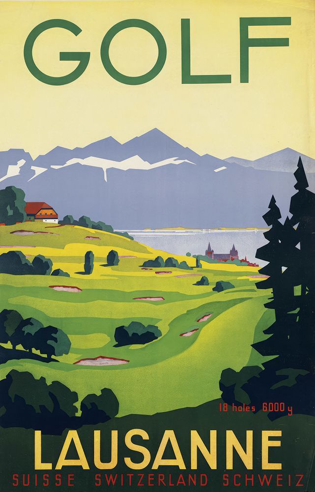 Switzerland Lausanne Golf Vintage Travel Poster art print by Vintage Travel Poster for $57.95 CAD