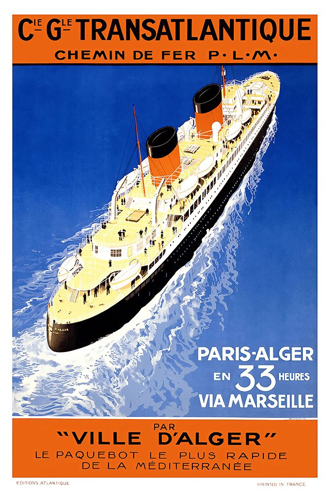 Transatlantic PLM Vintage Travel Poster art print by Vintage Travel Poster for $57.95 CAD