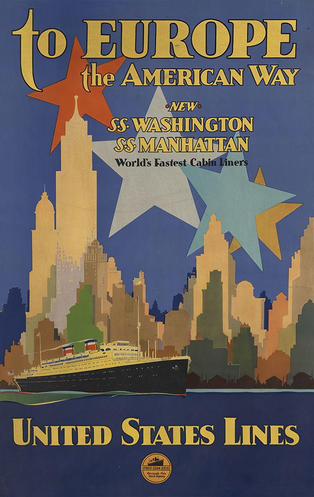 United States Lines Vintage Travel Poster art print by Vintage Travel Poster for $57.95 CAD