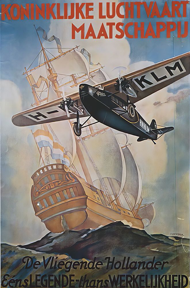 Vintage Dutch Airline Travel Poster art print by Vintage Travel Poster for $57.95 CAD