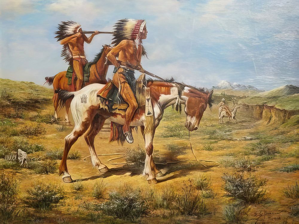 Blackfoot Encounter art print by Edgar Samuel Paxson for $57.95 CAD