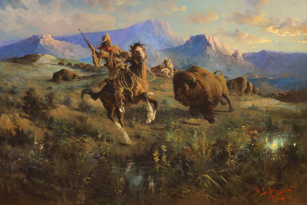 Buffalo Hunt 1905 art print by Edgar Samuel Paxson for $57.95 CAD