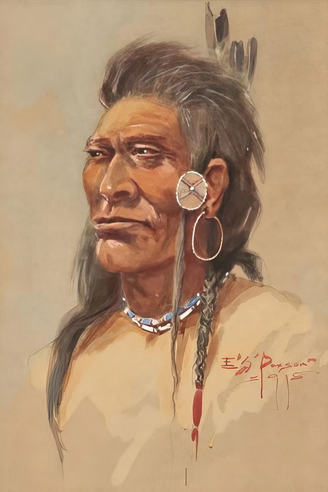 Crow, Portrait of an Indian Man 1915 art print by Edgar Samuel Paxson for $57.95 CAD