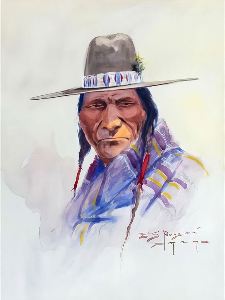 Indian Chief with Hat 1909 art print by Edgar Samuel Paxson for $57.95 CAD