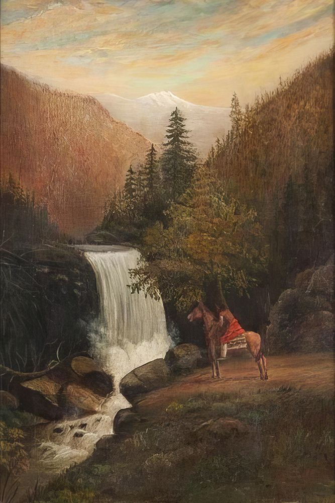 Indian Rider near Waterfall 1903 art print by Edgar Samuel Paxson for $57.95 CAD