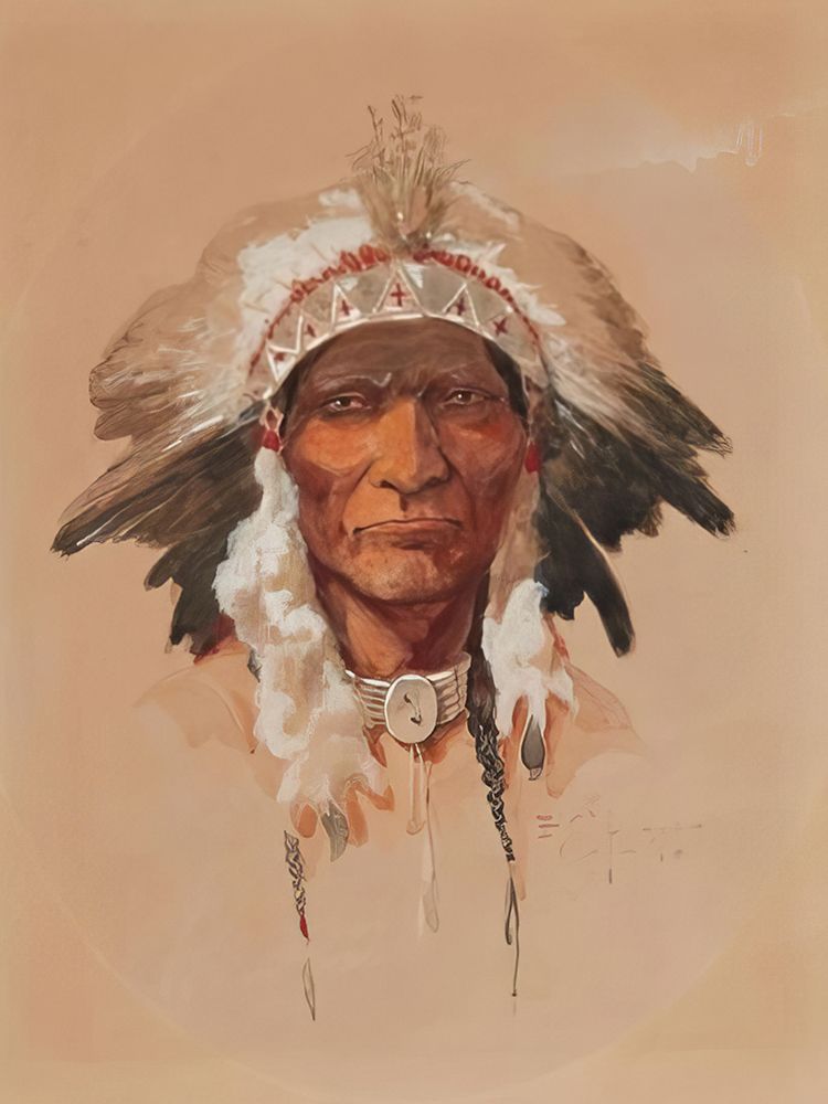 Portrait of an Indian 1911 art print by Edgar Samuel Paxson for $57.95 CAD