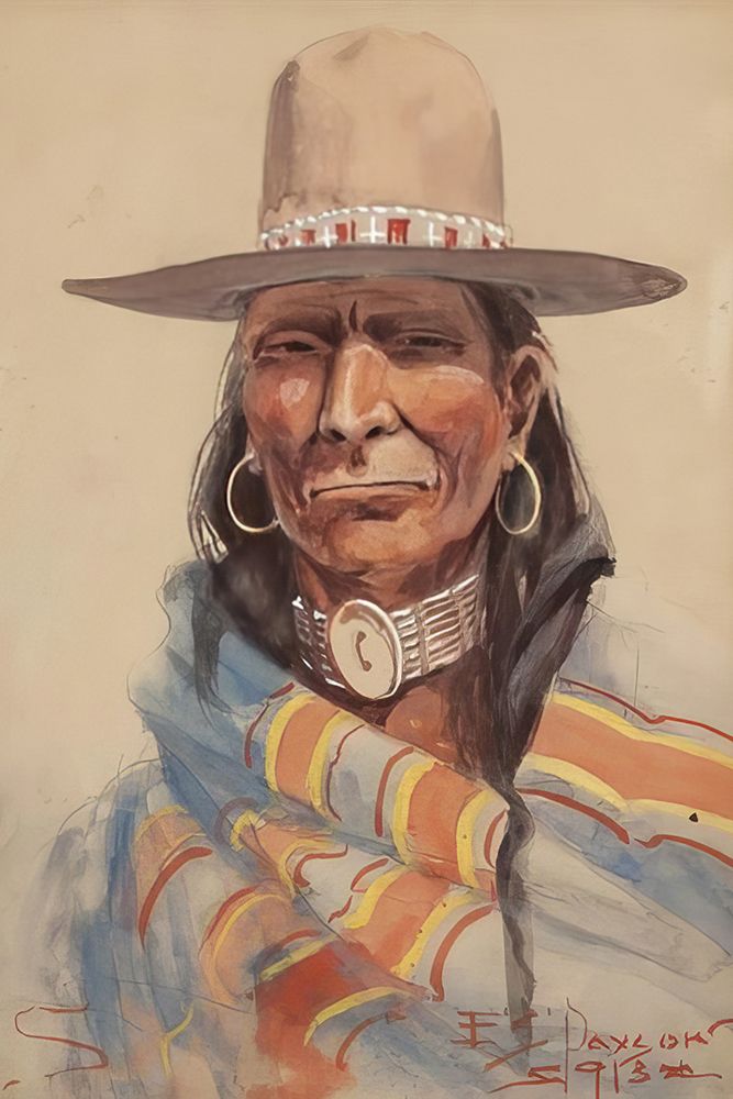 Portrait of an Indian Man 1913 art print by Edgar Samuel Paxson for $57.95 CAD