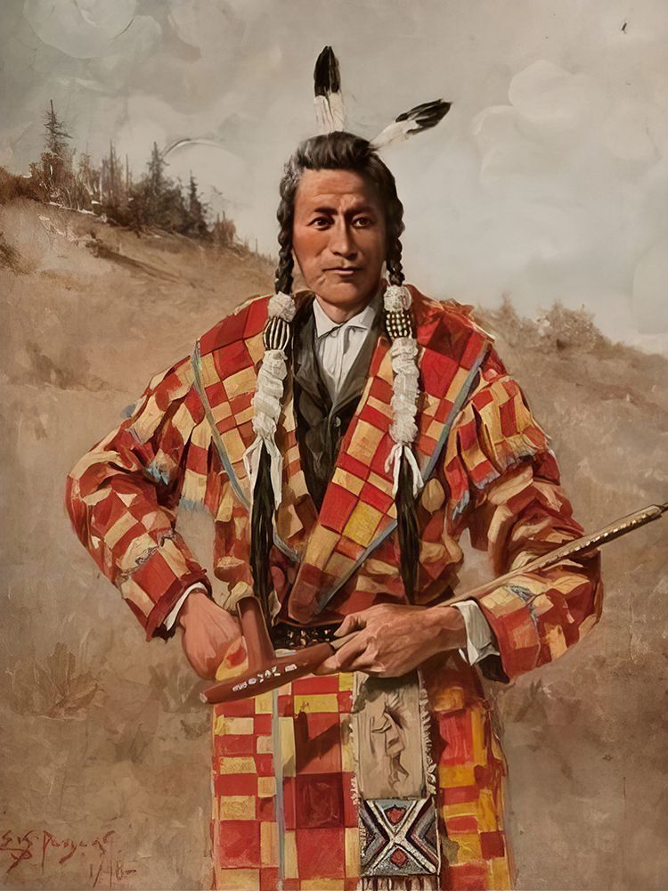 Skuas, Chief of Cree Indians art print by Edgar Samuel Paxson for $57.95 CAD