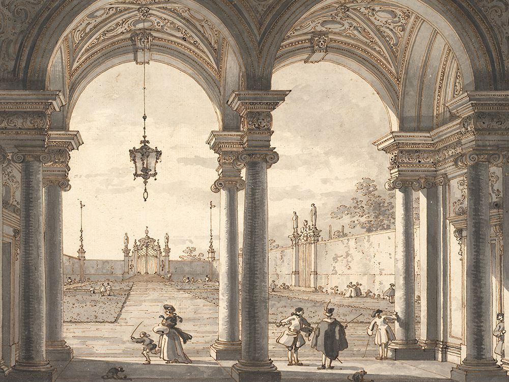 View through a Baroque Colonnade into a Garden art print by Canaletto for $57.95 CAD