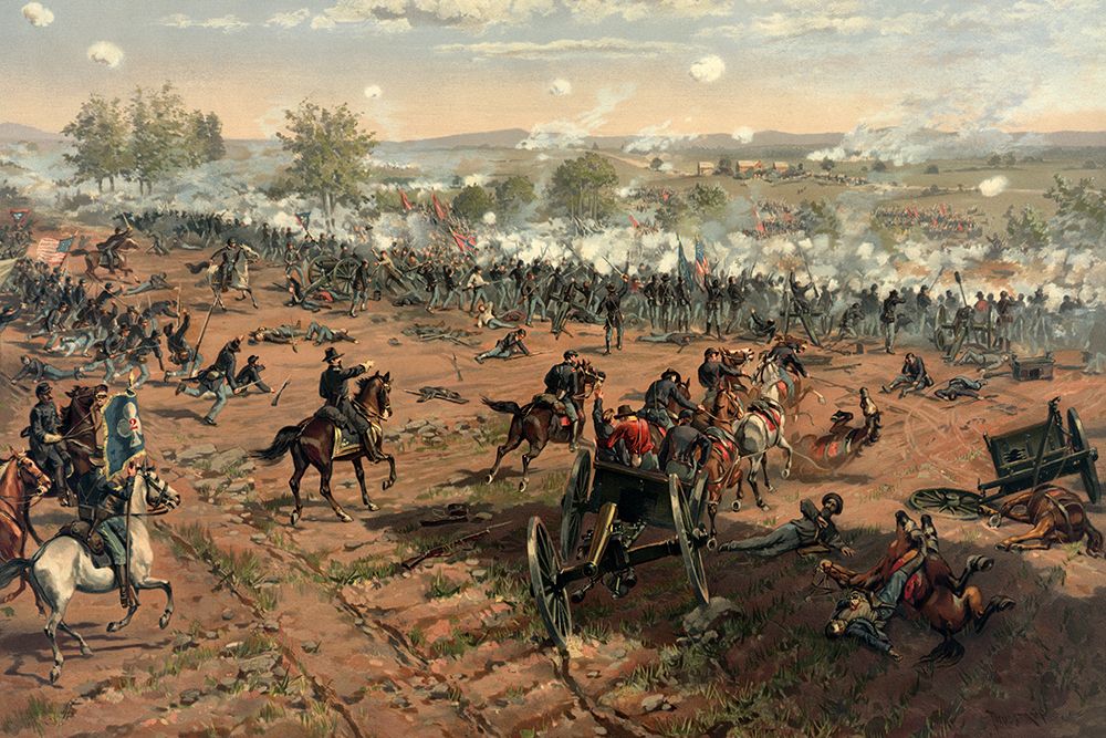 Battle of Gettysburg - Image Restoration by Adam Cuerden art print by Thure de Thulstrup for $57.95 CAD