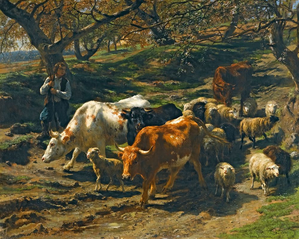 A Shepherd with his Flock art print by Rosa Bonheur for $57.95 CAD