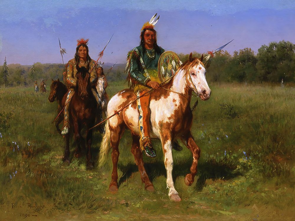 Indians on Horses with Spears art print by Rosa Bonheur for $57.95 CAD