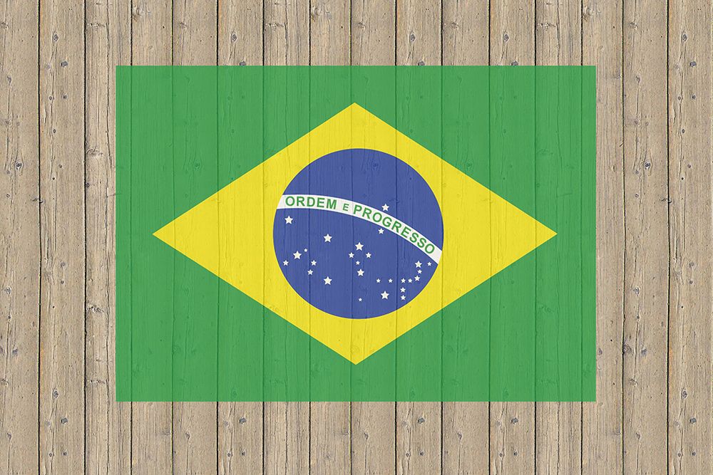 Brazil Flag Painted on a Wood Fence art print by Flags of the World for $57.95 CAD