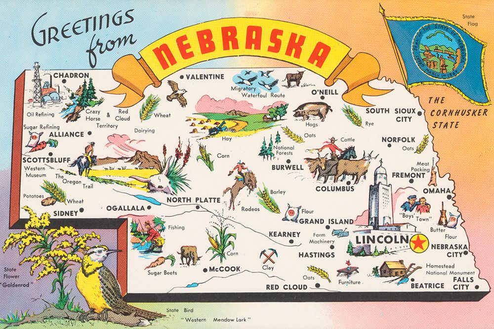 Greetings from Nebraska art print by American Postcards for $57.95 CAD