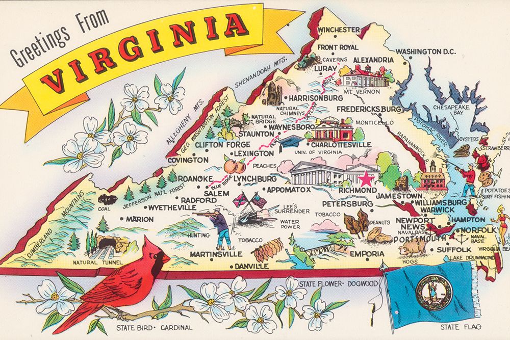 Greetings from Virginia art print by American Postcards for $57.95 CAD