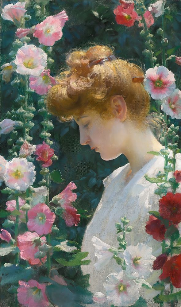 Hollyhocks and Sunlight 1902 art print by Charles Courtney Curran for $57.95 CAD