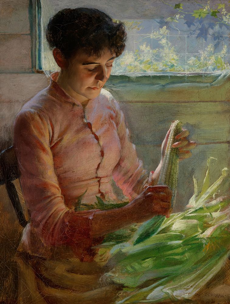 Shucking Corn 1891 art print by Charles Courtney Curran for $57.95 CAD