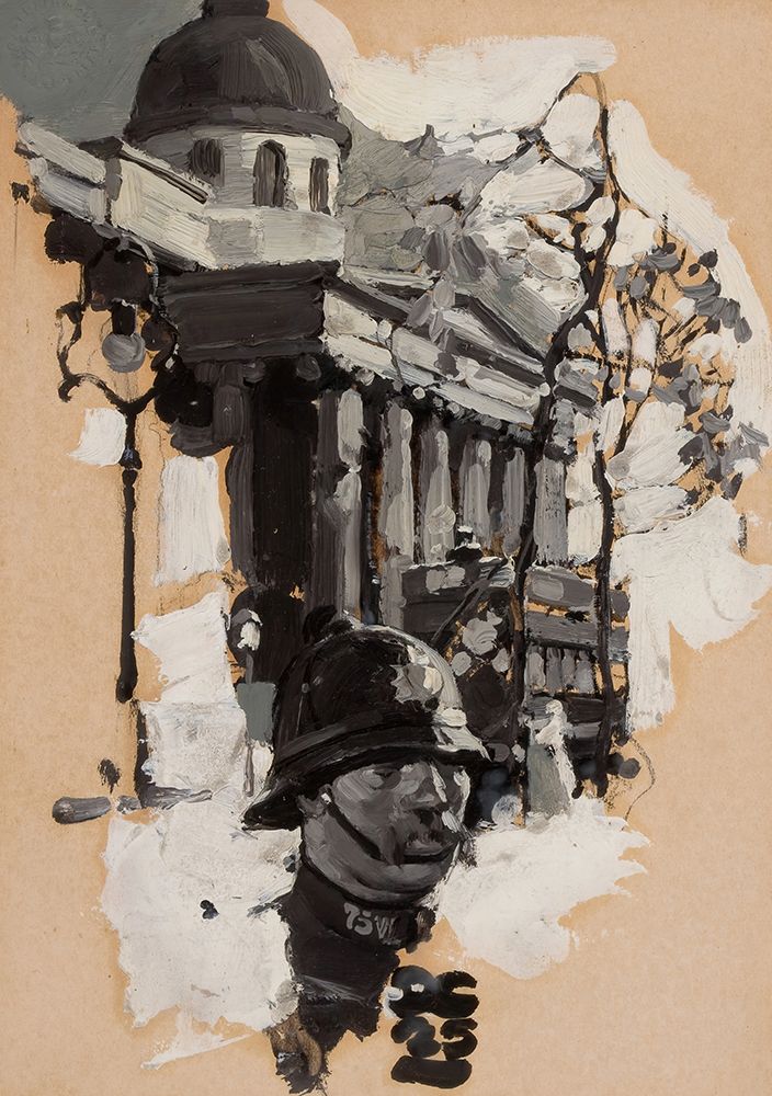 Policeman with Parliamentary Building 1925 art print by Dean Cornwell for $57.95 CAD