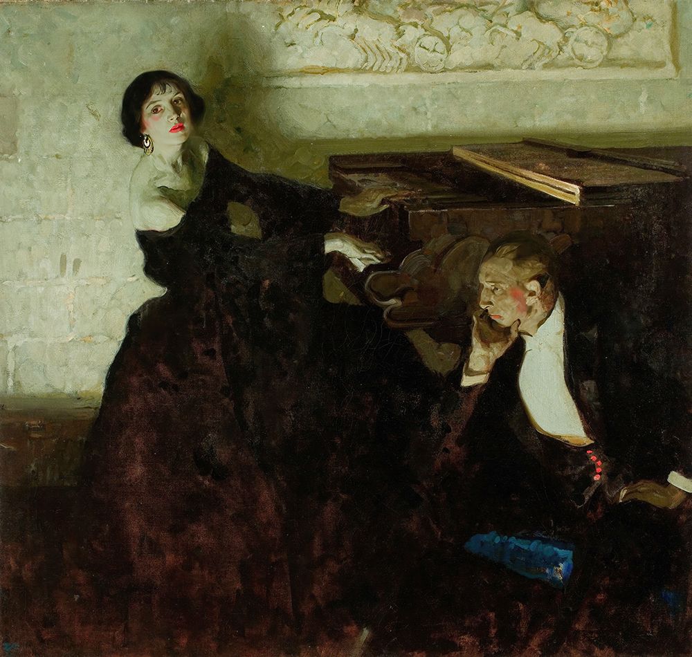 Romantic Couple Seated by Piano 1922 art print by Dean Cornwell for $57.95 CAD