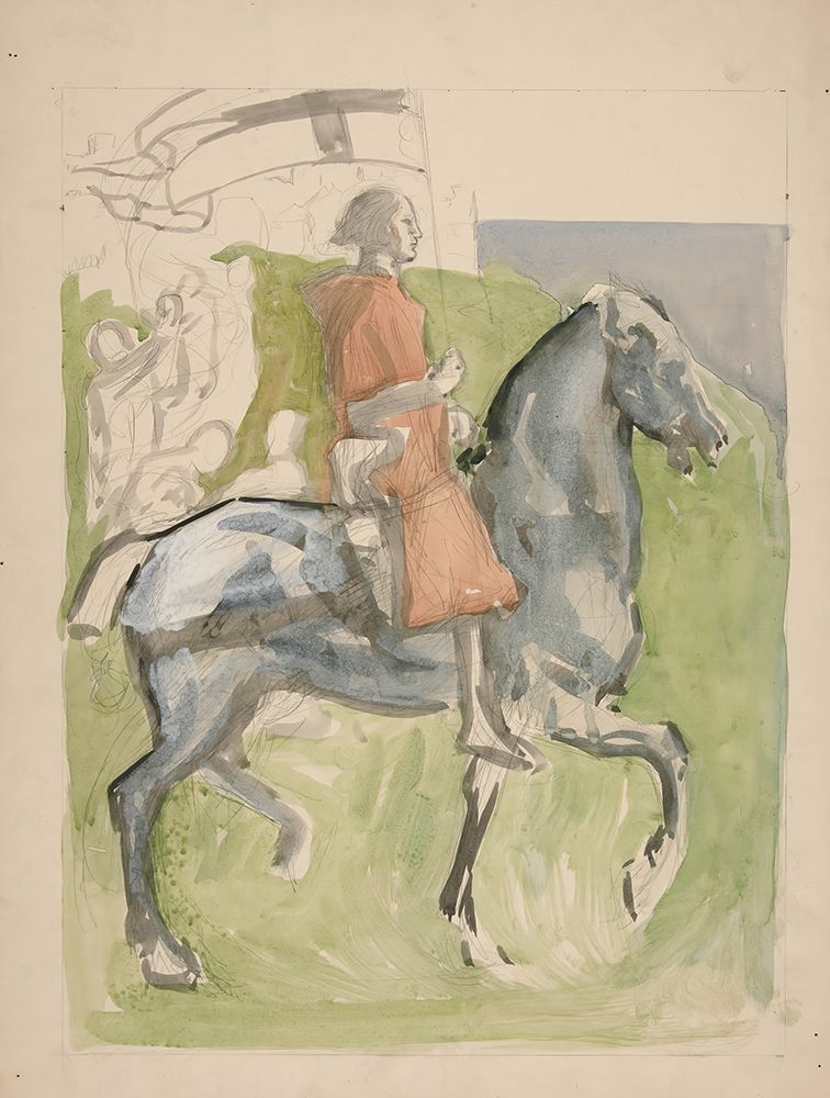 Galahad Departs, study for The Quest of the Holy Grail art print by Edwin Austin Abbey for $57.95 CAD