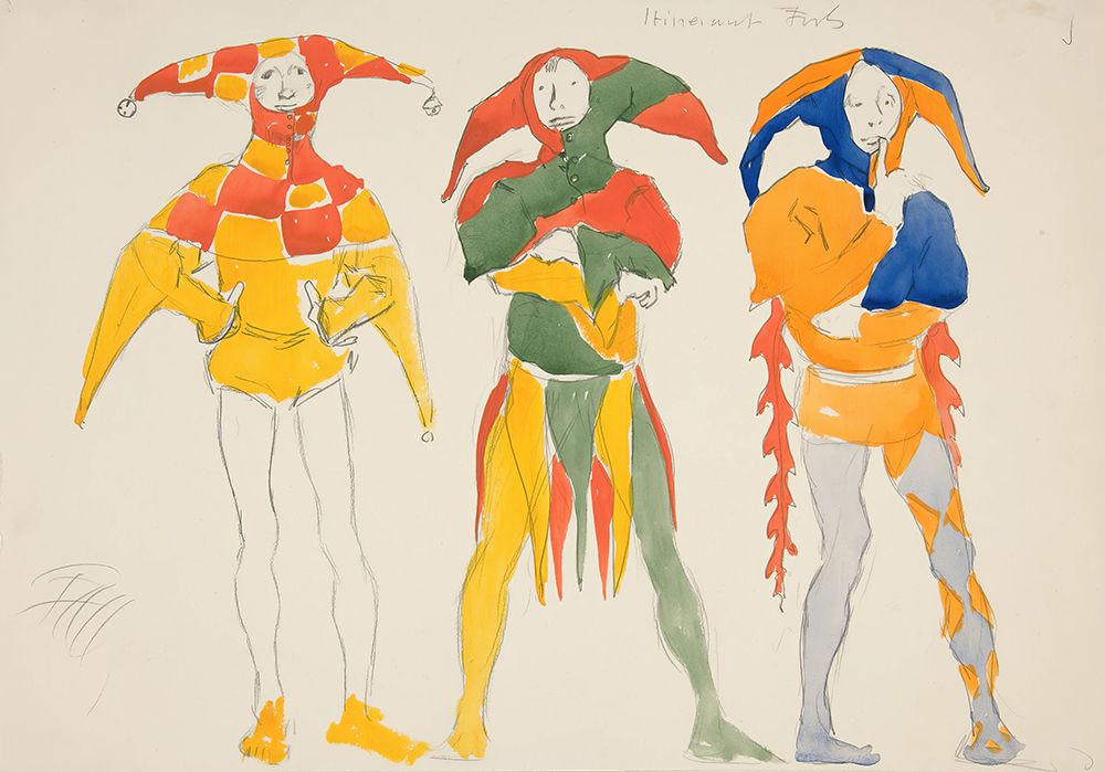 Itinerant Fools, costume sketch for Henry Irvings 1898 Planned Production of Richard II art print by Edwin Austin Abbey for $57.95 CAD