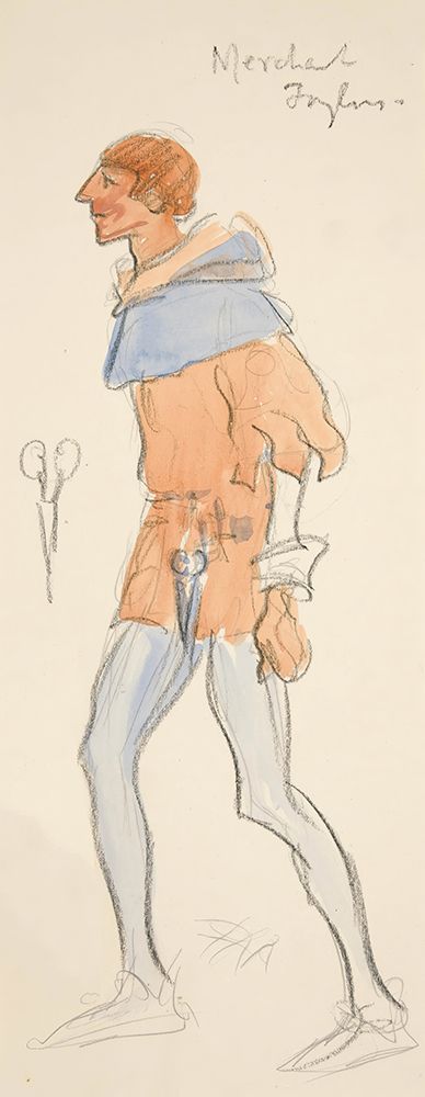 Merchant Taylor, costume sketch for Henry Irvings Planned Production of King Richard II art print by Edwin Austin Abbey for $57.95 CAD