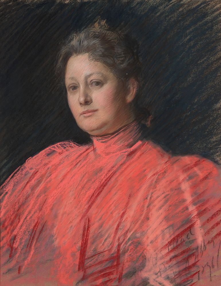 Portrait of Mrs. Abbey in pink dress, waist length 1896 art print by Edwin Austin Abbey for $57.95 CAD