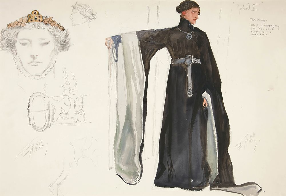 Richard II (in black), costume sketch for Henry Irvings 1898 Planned Production of Richard II art print by Edwin Austin Abbey for $57.95 CAD